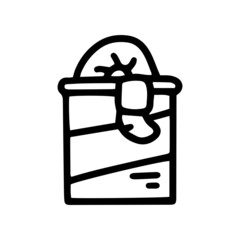 earthworm bait in tin line vector doodle simple icon