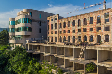 War damaged building in Mostar, Bosnia and Herzegovina