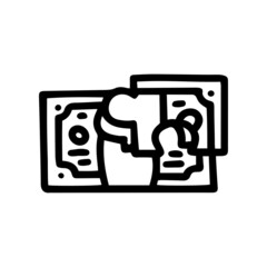 money puzzle concept line vector doodle simple icon