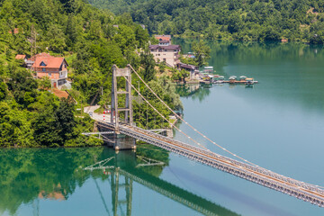 Viseci most (Hanging Bridge) over Jablanica lake, Bosnia and Herzegovina