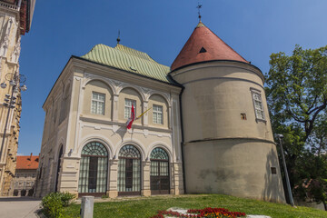 Fototapeta na wymiar Building and tower next to Zagreb cathedral, Croatia