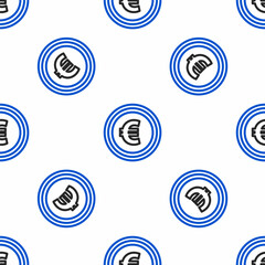 Line Coin money with euro symbol icon isolated seamless pattern on white background. Banking currency sign. Cash symbol. Colorful outline concept. Vector