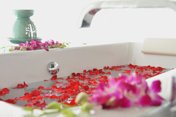 flower bath after spa treatment