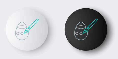 Line Easter egg and paint brush icon isolated on grey background. Happy Easter. Colorful outline concept. Vector