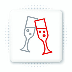 Line Glass of champagne icon isolated on white background. Colorful outline concept. Vector
