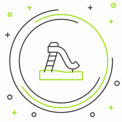 Line Kid slide icon isolated on white background. Childrens slide. Colorful outline concept. Vector