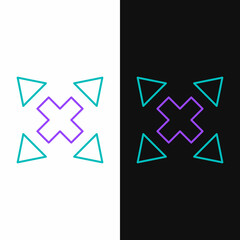 Line Many ways directional arrow icon isolated on white and black background. Colorful outline concept. Vector