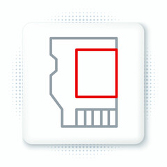 Line SD card icon isolated on white background. Memory card. Adapter icon. Colorful outline concept. Vector