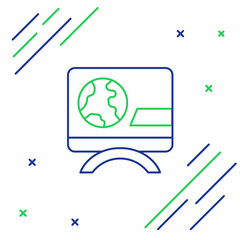 Line Breaking news icon isolated on white background. News on television. News anchor broadcasting. Mass media. Evening news. Colorful outline concept. Vector