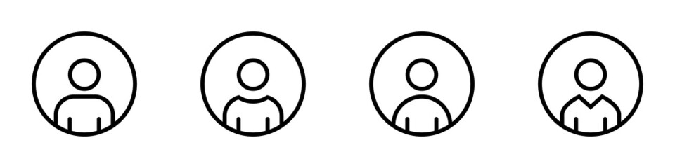 Conjunto de iconos de usuario, dentro de un círculo. Concepto de asistente virtual, perfil de usuario. Ilustración vectorial, estilo línea negro