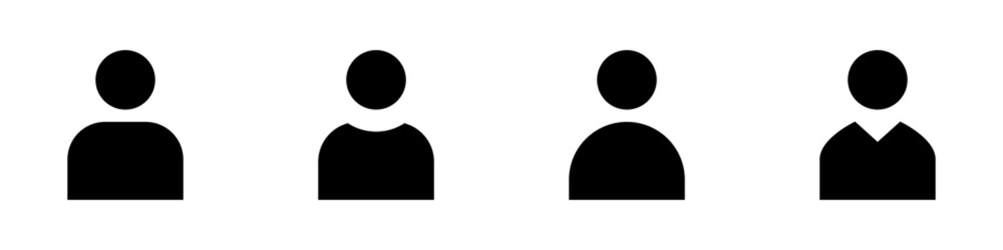 Conjunto de iconos de usuario. Concepto de asistente virtual, perfil de usuario. Ilustración vectorial, estilo silueta negro