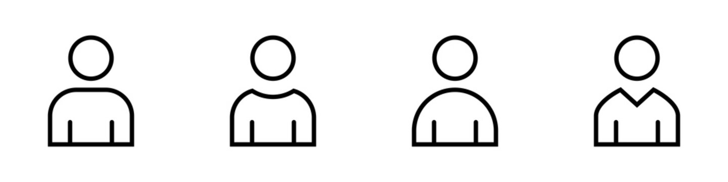 Conjunto de iconos de usuario. Concepto de asistente virtual, perfil de usuario. Ilustraci&oacute;n vectorial, estilo l&iacute;nea negro