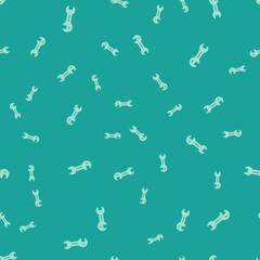 Green Wrench spanner icon isolated seamless pattern on green background. Vector