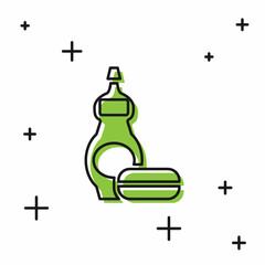 Black Dishwashing liquid bottle icon isolated on white background. Liquid detergent for washing dishes. Vector