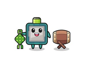 processor muslim character are celebrating Eid Al Fitr