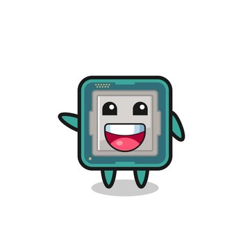 happy processor cute mascot character