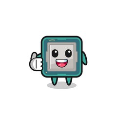 processor mascot doing thumbs up gesture