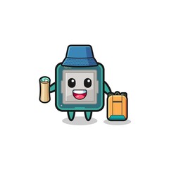 processor mascot character as hiker