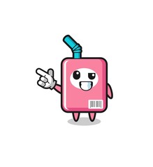 milk box mascot pointing top left