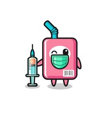 milk box mascot as vaccinator