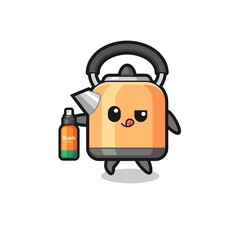 cute kettle holding mosquito repellent