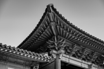 Fototapeta na wymiar Roof details at Gyeonghui Palace Gyeonghuigung built by the Joseon Dynasty in Seoul, capital of South Korea