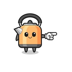 kettle mascot with pointing right gesture