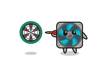 cute computer fan is playing dart