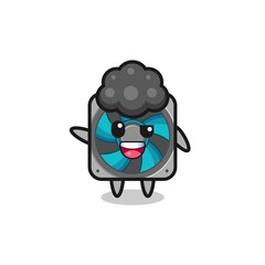 computer fan character as the afro boy