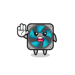 computer fan character doing stop gesture