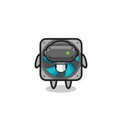 cute computer fan using VR headset