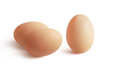 three eggs isolated on white background