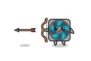 illustration of computer fan character doing archery
