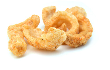 pork rinds isolated on white background