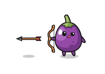 illustration of eggplant character doing archery