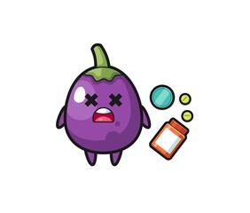 illustration of overdose eggplant character