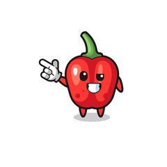 red bell pepper mascot pointing top left