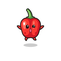 red bell pepper character is jumping gesture