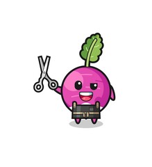 turnip character as barbershop mascot