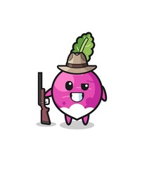 turnip hunter mascot holding a gun