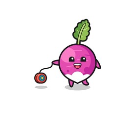 cartoon of cute turnip playing a yoyo