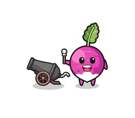 cute turnip shoot using cannon