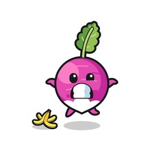 turnip cartoon is slip on a banana peel