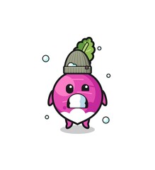 cute cartoon turnip with shivering expression