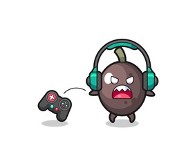 black olive gamer mascot is angry