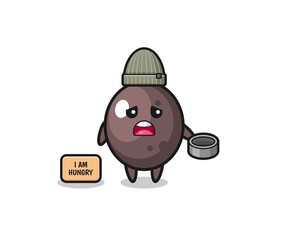 cute black olive beggar cartoon character