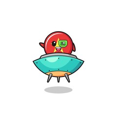 vietnam flag cartoon riding a future spaceship