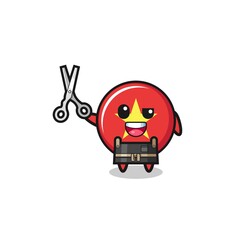 vietnam flag character as barbershop mascot