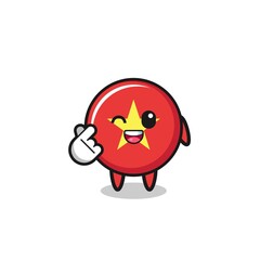 vietnam flag character doing Korean finger heart