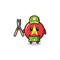 cute vietnam flag as gardener mascot